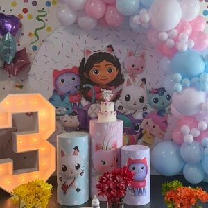 GABBY’s Dollhouse Party Backdrop & Pillar Covers!